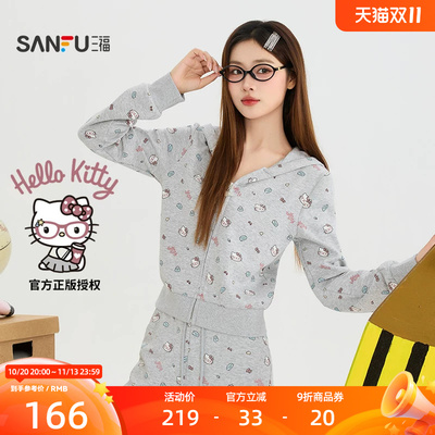【三丽鸥HelloKitty联名】三福2026秋季新款印花单外套女装529504