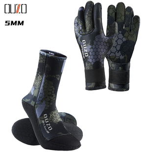 3/5mm迷彩潜水袜潜水手套套装加厚耐磨防滑保暖冬泳防寒帆板冲浪