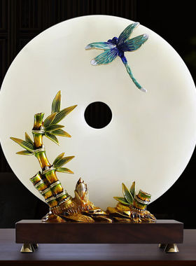 瑞家禾玉石扣新中式家居摆件客厅书房博古架软装饰品办公室摆设送