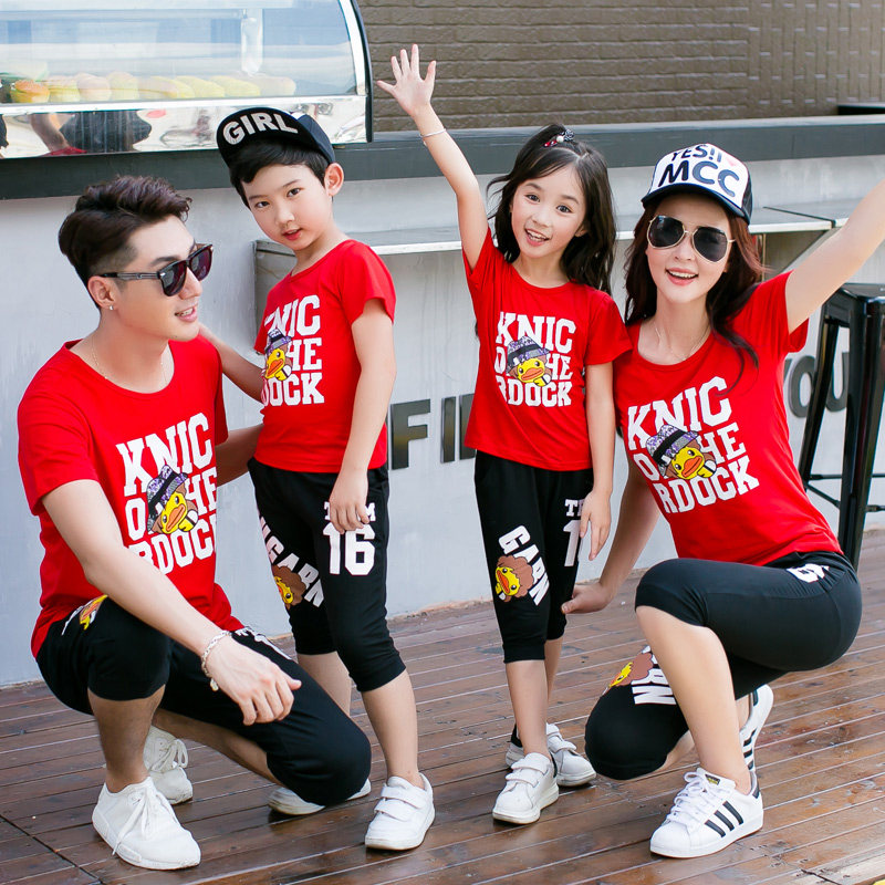 网红亲子装夏装2020新款潮一家三口四口夏季母女套装洋气夏天母子