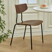 创意日式 北欧轻奢铁艺餐椅简约实木靠背椅子家用复古工业风书桌椅