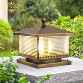 藤源全铜柱头灯太阳能庭院灯户外防水别墅大门柱子灯室外花园围墙