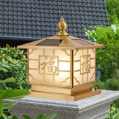 圣蒂斯曼新中式 户外防水别墅围墙灯大门 庭院柱头灯全铜福字接电款