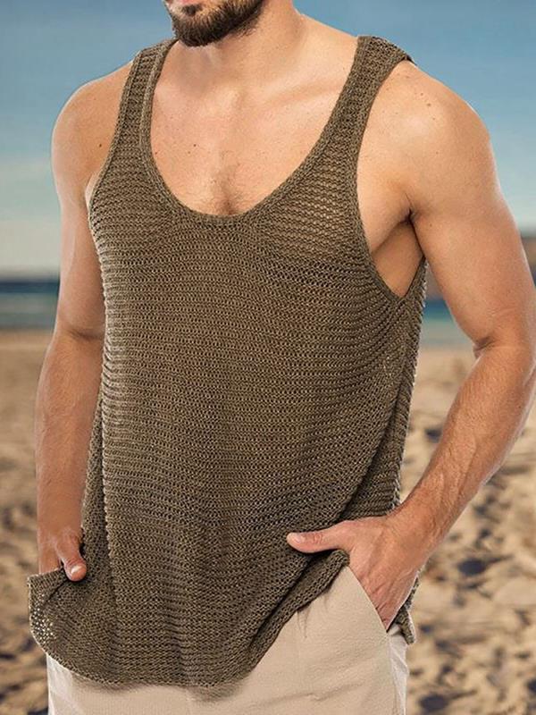 Foreign trade men's clothing 2025 summer European and American men's casual knitted vest loose sports top tide men's vest