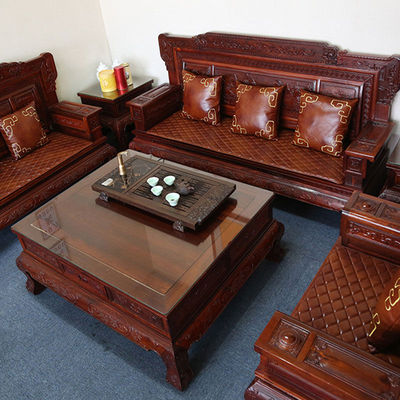 星卡斯定做头层牛皮红木家具沙发垫客厅订制新中式中国风椅垫皮套