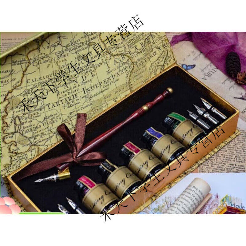 斜杆笔学生英文书法练字钢笔英文书法英语练字新手套装深栗色斜杆