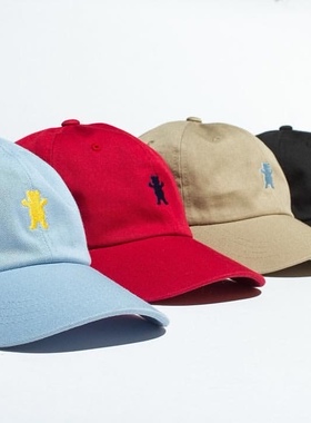 美国街头滑板可调节 GRIZZLY 小熊 男女款帽子 棒球弯沿帽 黑色