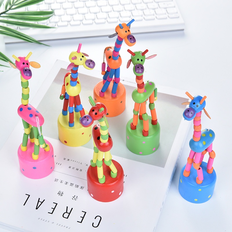 可爱创意木质长颈鹿会跳舞玩偶解压地摊稀奇古怪学生玩具木偶礼品
