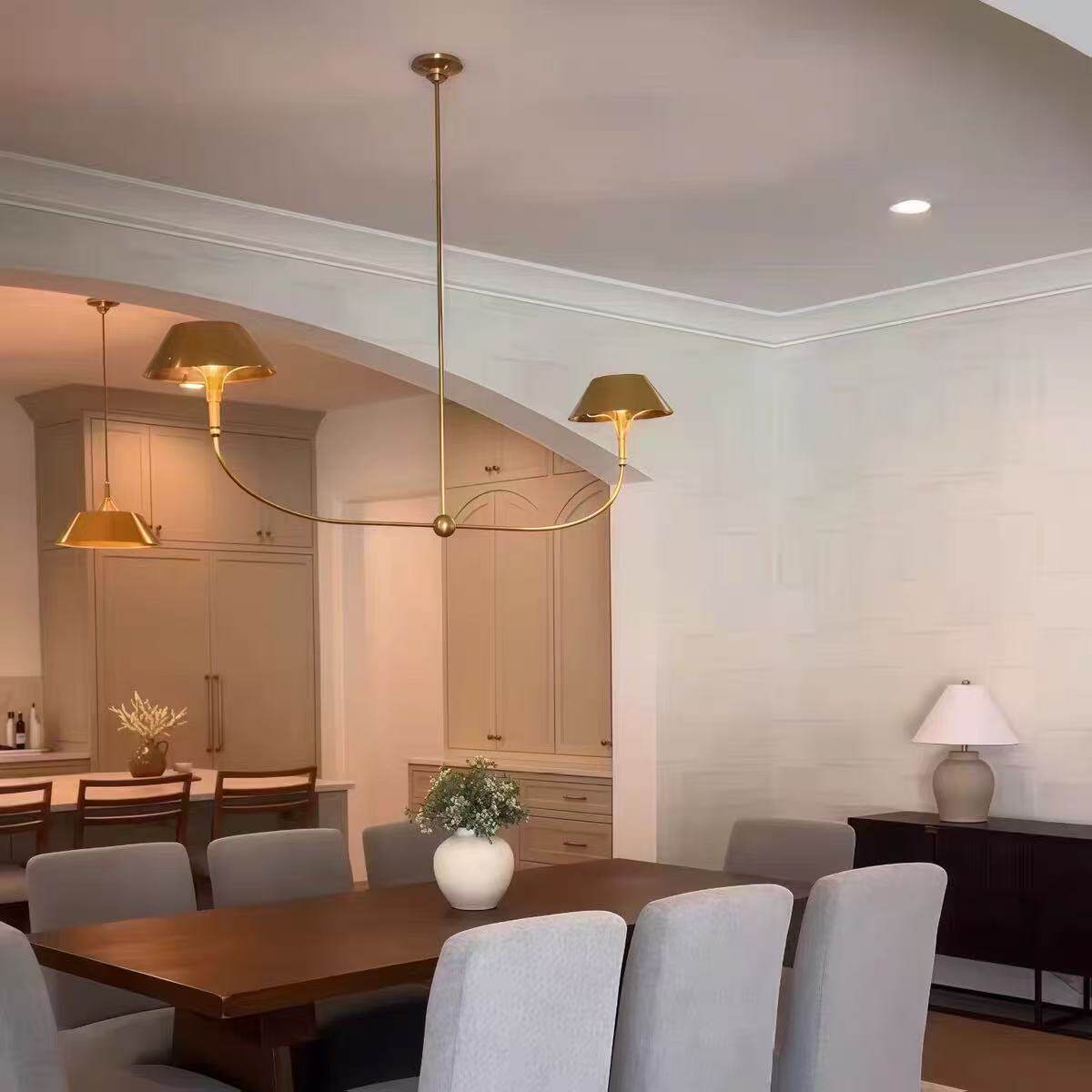 美式中古风现代简约全铜吊灯客厅餐厅吧台法式复古设计师酒店灯具