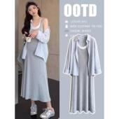 韩系吊带裙高质感宽松超好看衬衫 2026新款 穿搭 连衣裙套装 孕妇春装