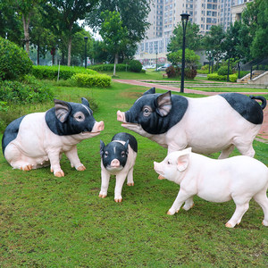 玻璃钢仿真家猪小猪花猪模型农场庭院黑猪动物树脂工艺品雕塑摆件