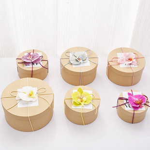 高级感牛皮纸圆形烘焙礼盒小红书diy伴娘伴手礼品盒生日包装盒