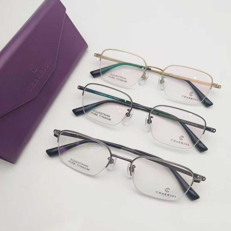 夏利豪眼镜架 CHARRIOL/商务休闲超轻纯钛男款近视眼镜架 PC6185