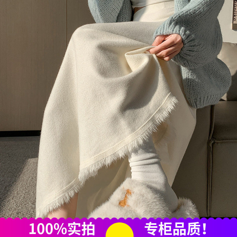 秋冬针织高腰显瘦中长伞裙