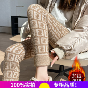 加厚加绒糯米裤子女秋冬季外穿紧身保暖睡裤针织打底裤休闲小脚裤