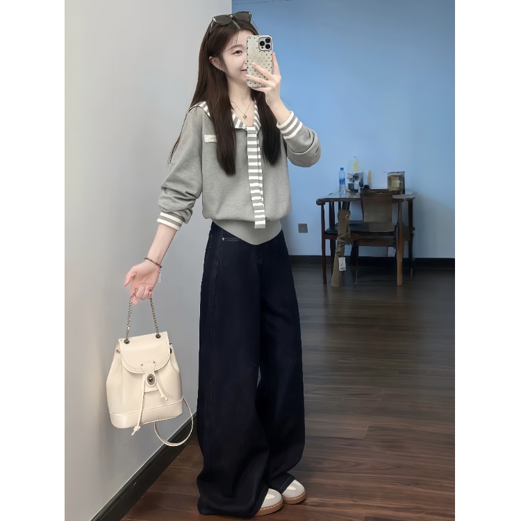 学院风海军领针织衫套装