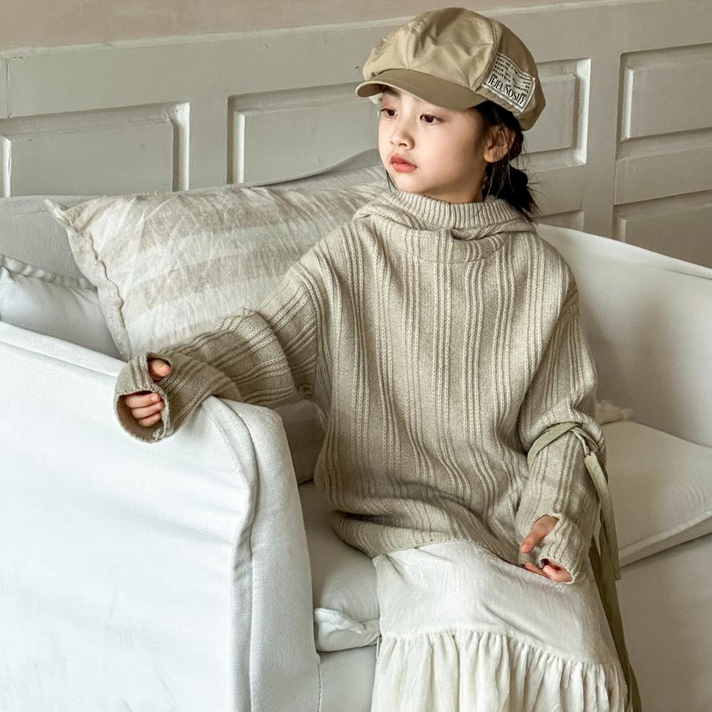 女童毛衣秋冬新款儿童冬季好看内搭羊毛衫上衣加厚针织连帽打底衫