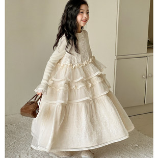 女童连衣裙春装2026新款女大童纱裙高级感春秋儿童小香风背心裙子