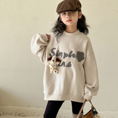 女童卫衣秋冬新款初中生加厚上衣女大童冬季一体绒中长款加绒衣服