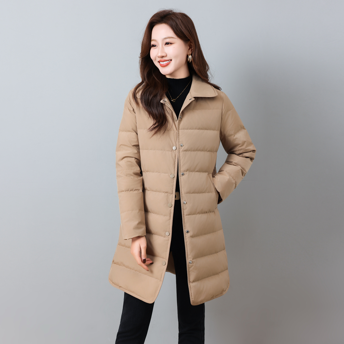 休闲轻薄排骨羽绒服女