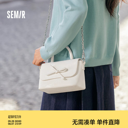 森马包包女小方包蝴蝶结手提包