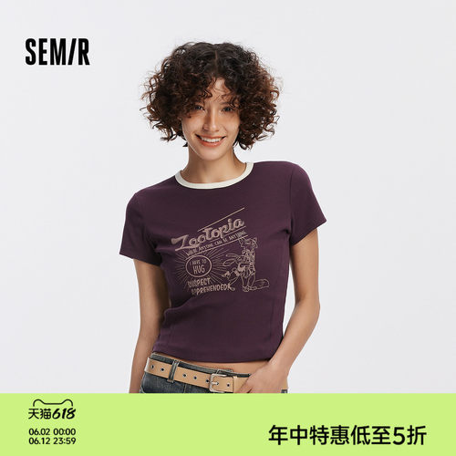 森马疯狂动物城短款短袖T恤女