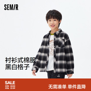 【商场同款】森马儿童棉服2025新款格子衬衫式外套冬季男童棉衣潮