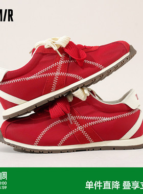 Semir女鞋红色德训鞋女款2026新款春季休闲芭蕾百搭平底阿甘鞋子