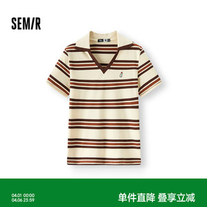 森马迪士尼合作系列POLO衫女夏季条纹刺绣个性复古美拉德时尚衣服