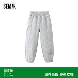 新款 针织裤 女中童长裤 甜美时尚 子 蝴蝶结绣花束脚裤 森马儿童25秋季