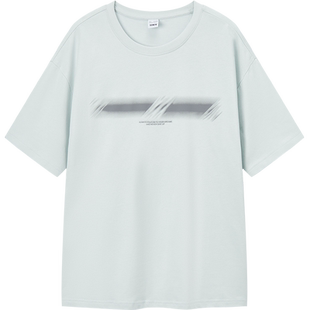 森马短袖T恤男撞色印花圆领针织上衣秋季宽松落肩休闲装简约百搭