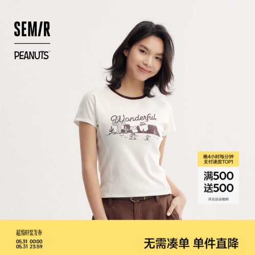 森马史努比系列短款短袖T恤女