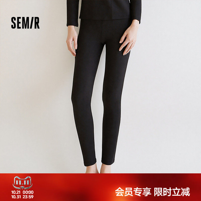 森马内衣女春季纯色磨毛打底裤时尚百搭弹力裤腰柔软细腻内搭下装