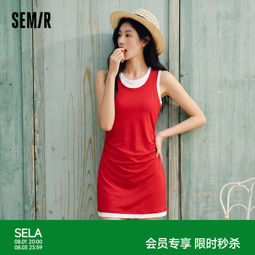 森马学院风polo领百褶连衣裙女