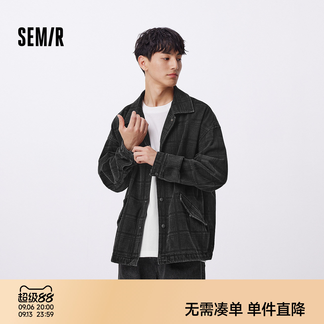 森马宽松牛仔外套街头个性夹克男图片