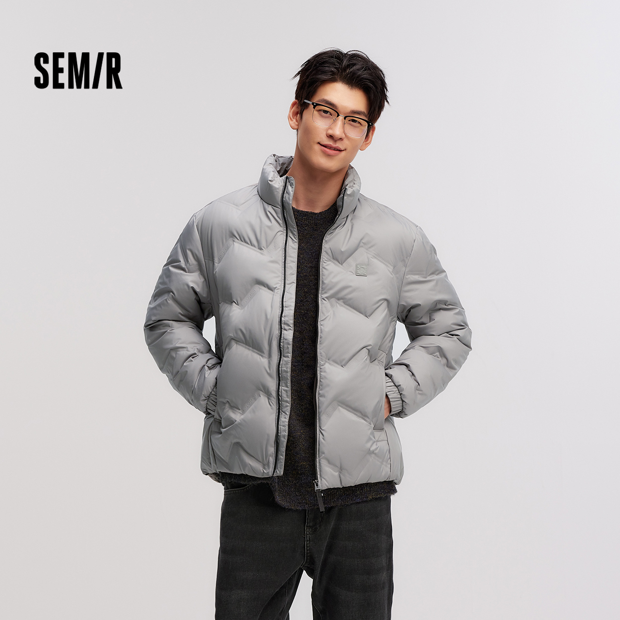 Semir/森马森马超级植物系列羽绒服男冬季无绗线轻薄款外套印花