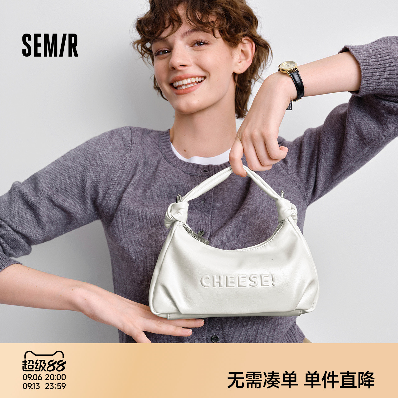 森马松弛手提包亮面单肩斜挎包女图片