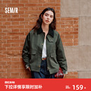 森马外套女巴恩风秋装 灯芯绒翻领夹克 早秋流行穿搭宽松上衣秋季