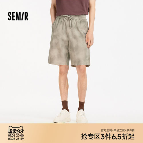 森马联名字母绣花针织休闲短裤男