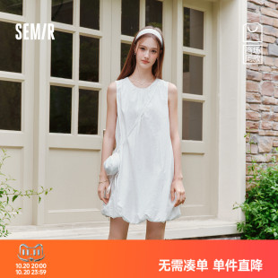 商场同款|森马连衣裙女夏斜挎包肌理花苞短裙2026新款甜美背心裙