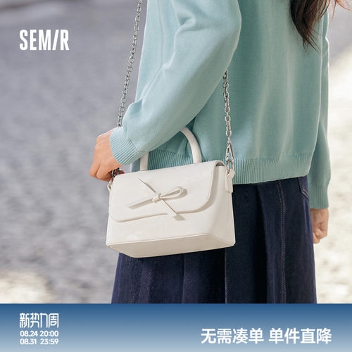 森马包包女小方包蝴蝶结手提包