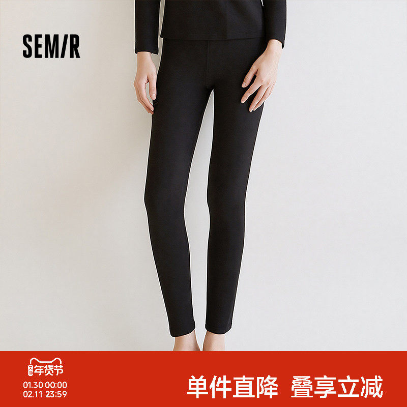 森马内衣女春季纯色磨毛打底裤时尚百搭弹力裤腰柔软细腻内搭下装