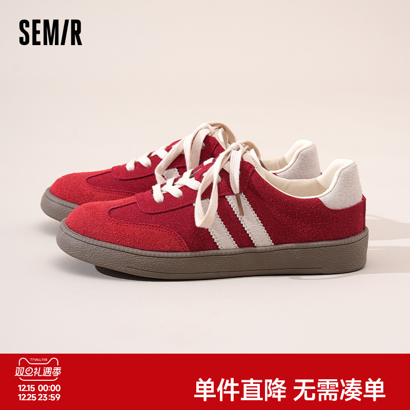 Semir女鞋新款红色百搭德训鞋