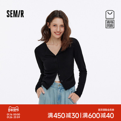 森马显瘦修身翻领短款长袖T恤女