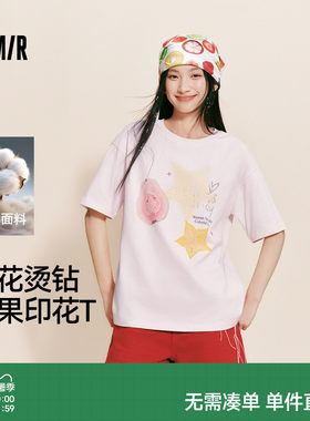 森马水果纯棉中长款短袖T恤女
