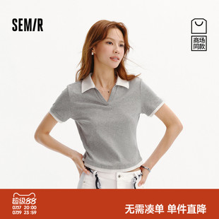 商场同款|森马POLO衫女夏季假两件修身2026新款小个子百搭套头衫