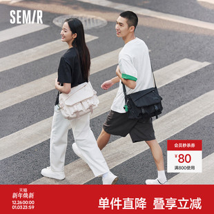 森马斜挎包男潮流户外工装 风背包学生大容量帆布包情侣休闲邮差包