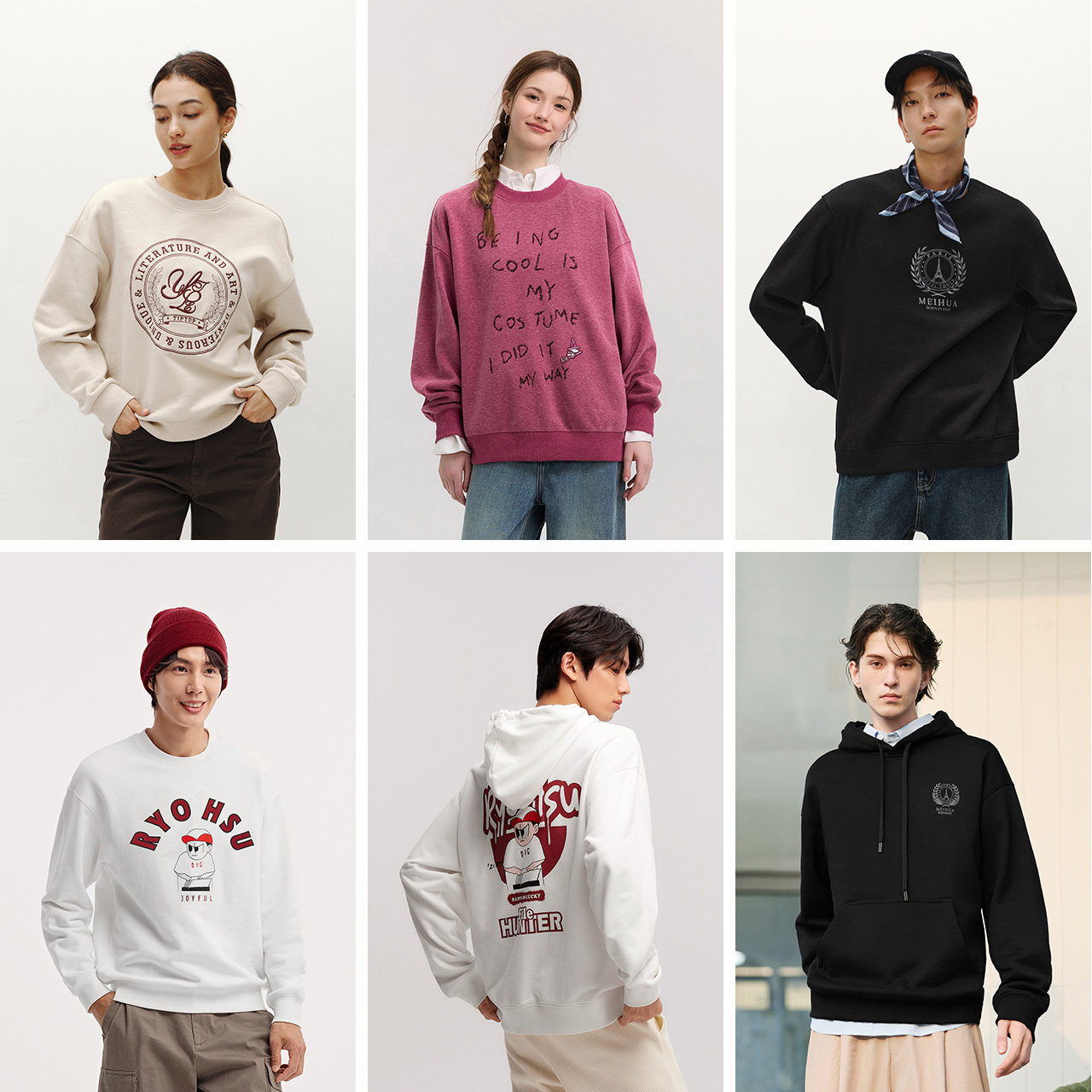 森马运动风情侣装宽松连帽卫衣男