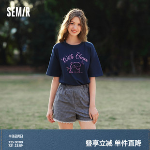 2025夏新款 涼感T 森馬中國國家地理系列短袖 T恤女中長款 抑菌衣服