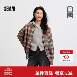 2025秋新款 森柔牛仔 女中长款 森马牛仔衬衫 oversize衬衣 商场同款